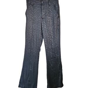 Current Air Black Leopard Jacquard Flare Pants Size Small